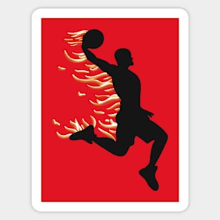 Basketball Player Dunking On Fire Black/Red Sticker